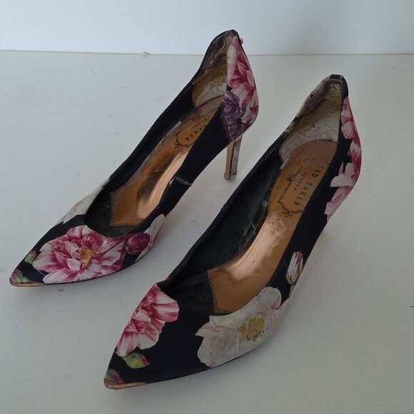 TED BAKER | Charmesa Pumps Heels Shoes Floral Black Pink sz 36 - Picture 2 of 9